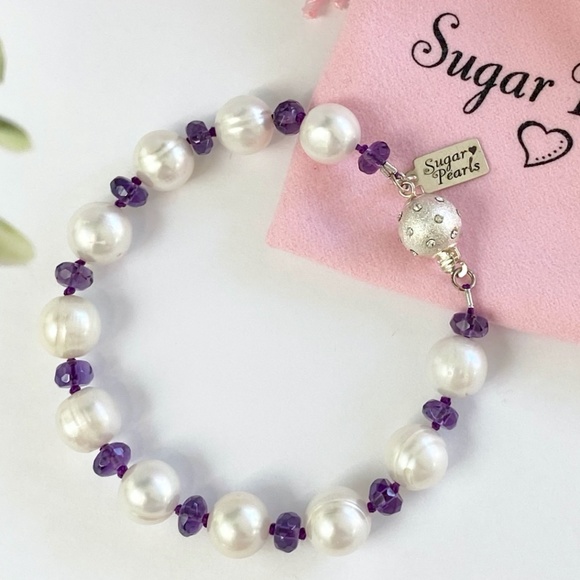 Sugar Pearls Jewelry - Freshwater Pearl & Amethyst Bracelet